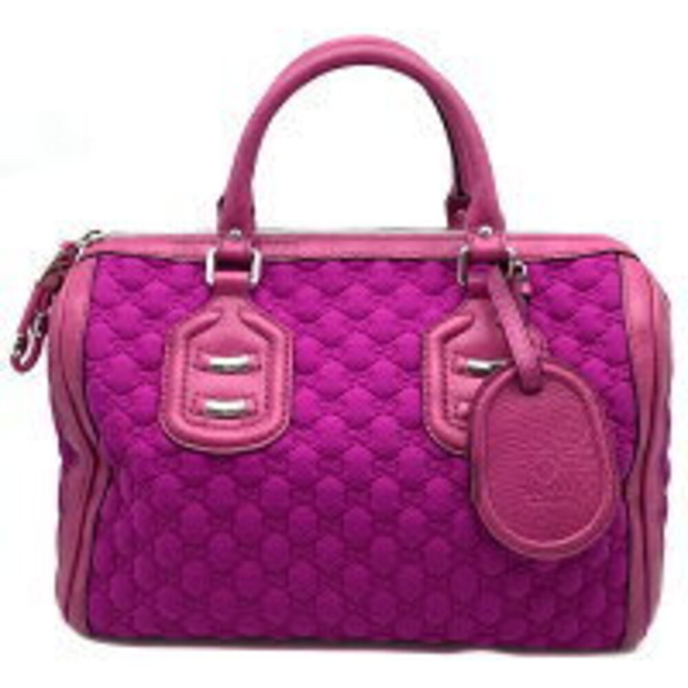 GUCCI GG Boston Bag Handbag Tote Pink Shocking Leather Travel